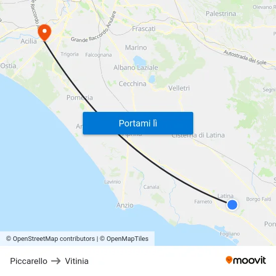 Piccarello to Vitinia map