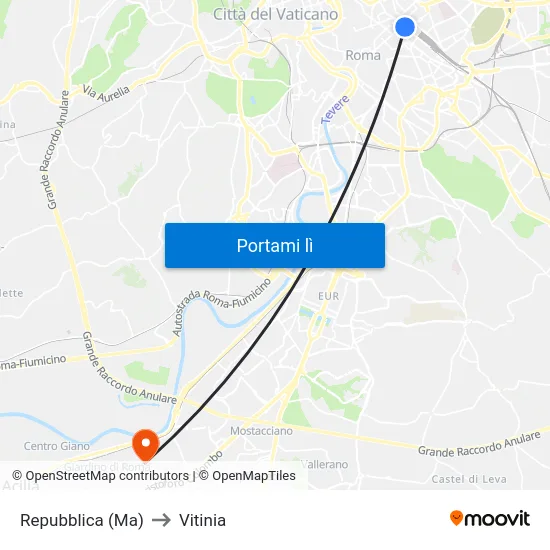 Repubblica (Ma) to Vitinia map
