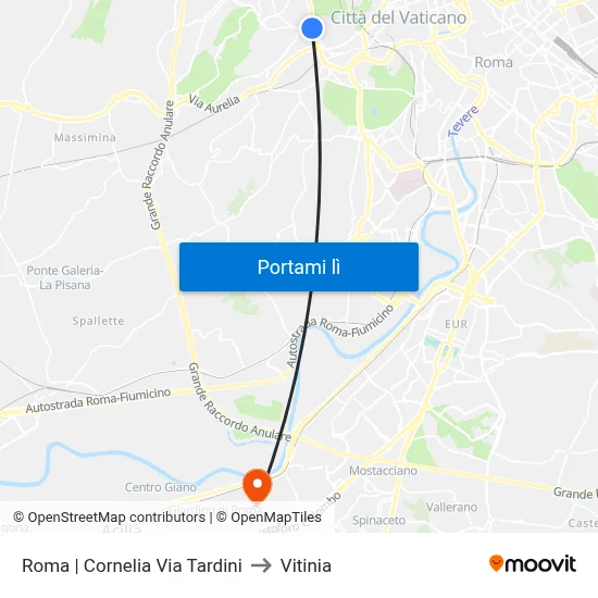 Roma | Cornelia Via Tardini to Vitinia map