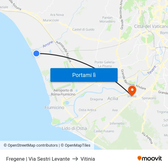 Fregene | Via Sestri Levante to Vitinia map