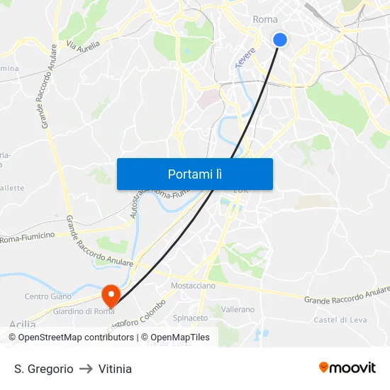 S. Gregorio to Vitinia map