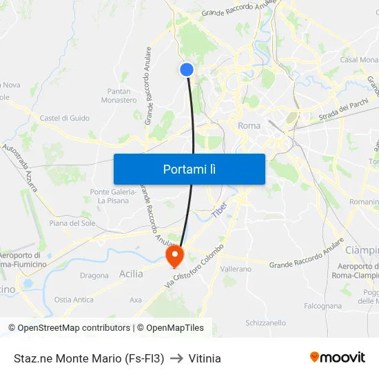Staz.ne Monte Mario (Fs-Fl3) to Vitinia map