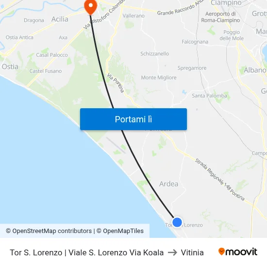 Tor S. Lorenzo | Viale S. Lorenzo Via Koala to Vitinia map