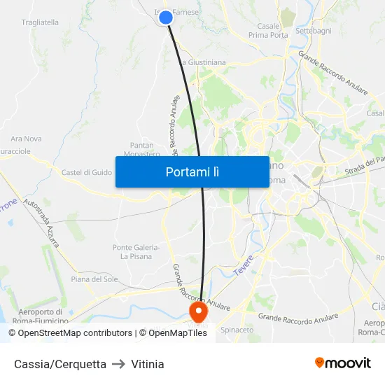Cassia/Cerquetta to Vitinia map