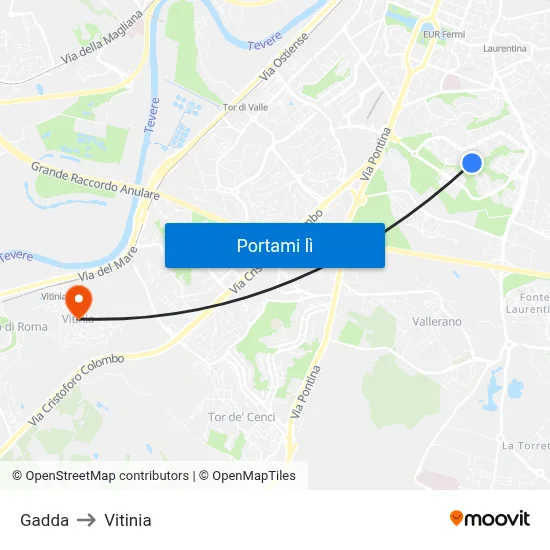 Gadda to Vitinia map
