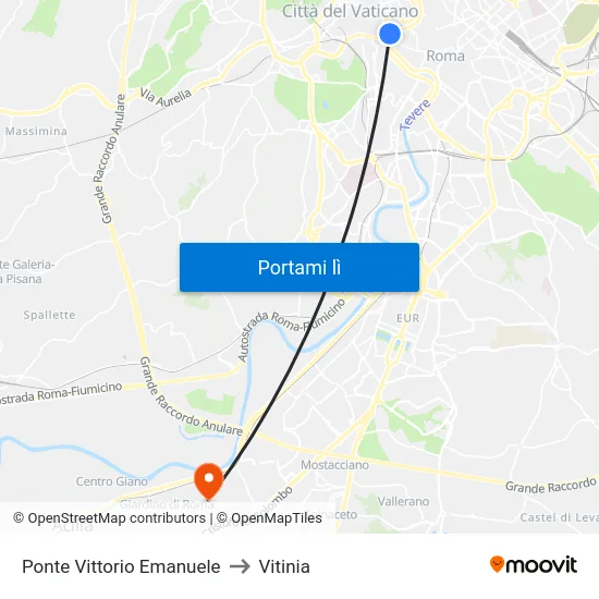 Ponte Vittorio Emanuele to Vitinia map