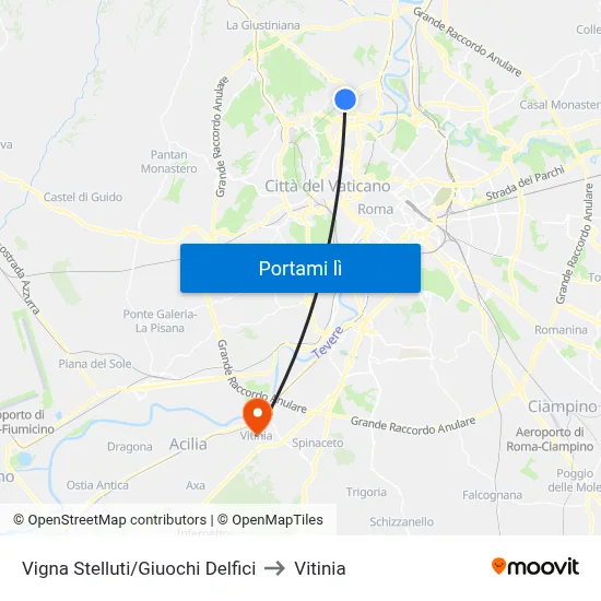 Vigna Stelluti/Giuochi Delfici to Vitinia map
