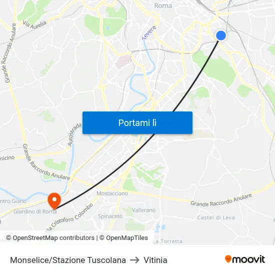 Monselice/Stazione Tuscolana to Vitinia map