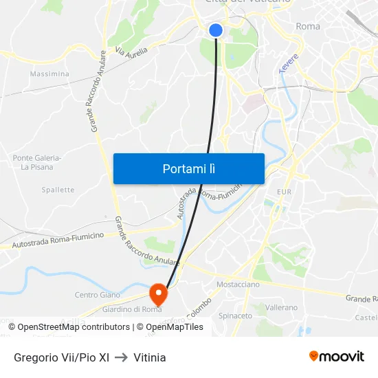 Gregorio Vii/Pio XI to Vitinia map
