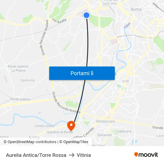 Aurelia Antica/Torre Rossa to Vitinia map