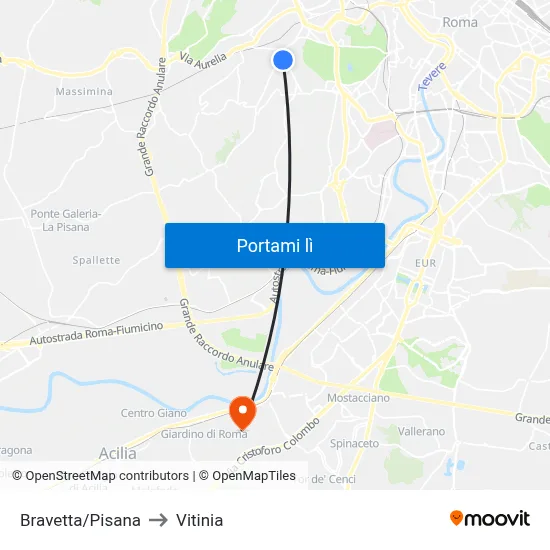 Bravetta/Pisana to Vitinia map