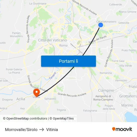 Morrovalle/Sirolo to Vitinia map