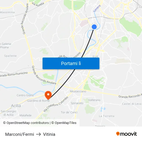 Marconi/Fermi to Vitinia map