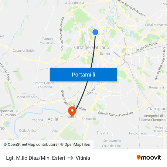Lgt. M.llo Diaz/Min. Esteri to Vitinia map