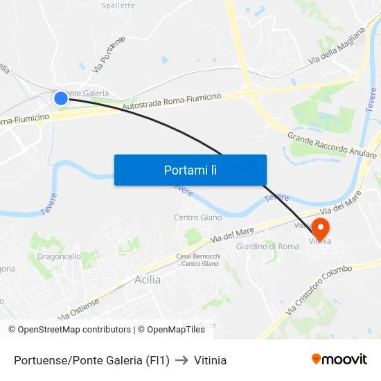 Portuense/Ponte Galeria (Fl1) to Vitinia map