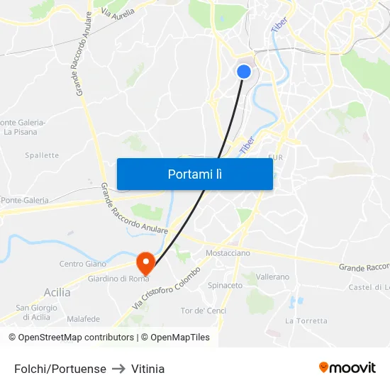 Folchi/Portuense to Vitinia map