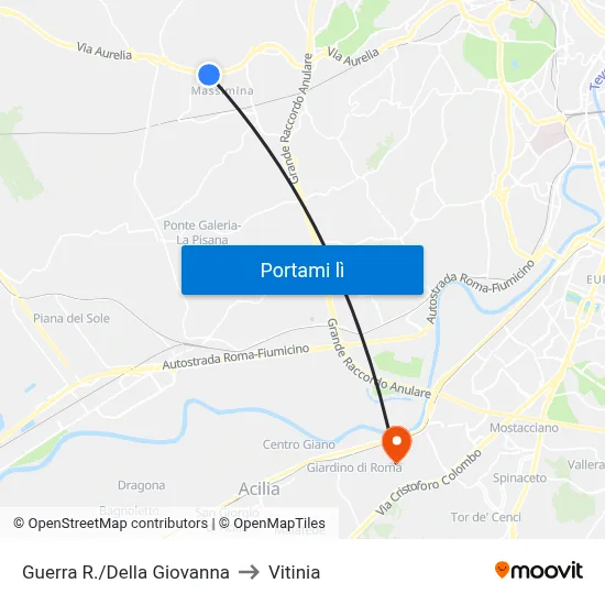 Guerra R./Della Giovanna to Vitinia map