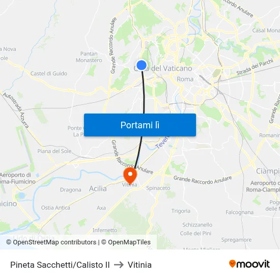 Pineta Sacchetti/Calisto II to Vitinia map