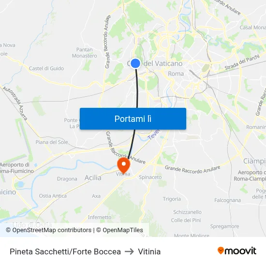 Pineta Sacchetti/Forte Boccea to Vitinia map