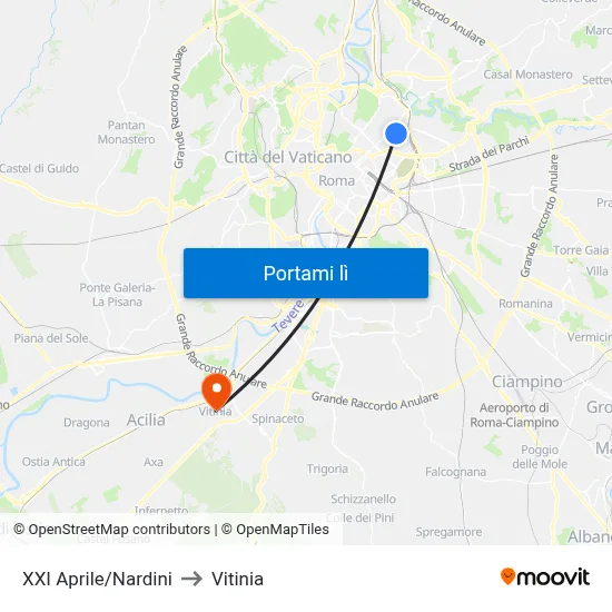 XXI Aprile/Nardini to Vitinia map