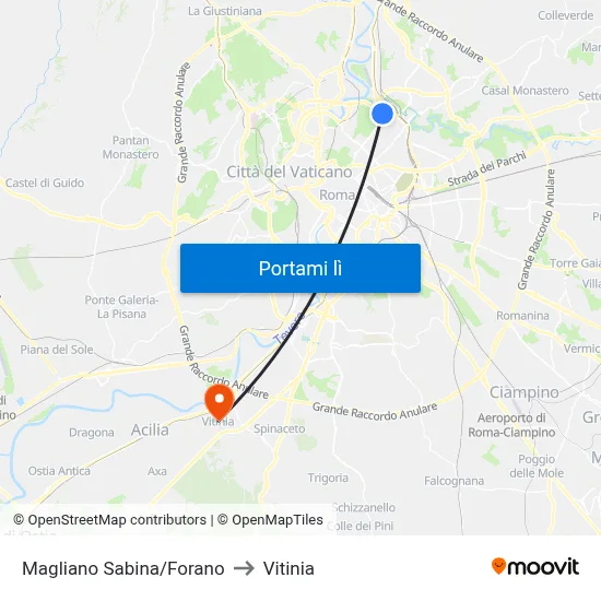 Magliano Sabina/Forano to Vitinia map