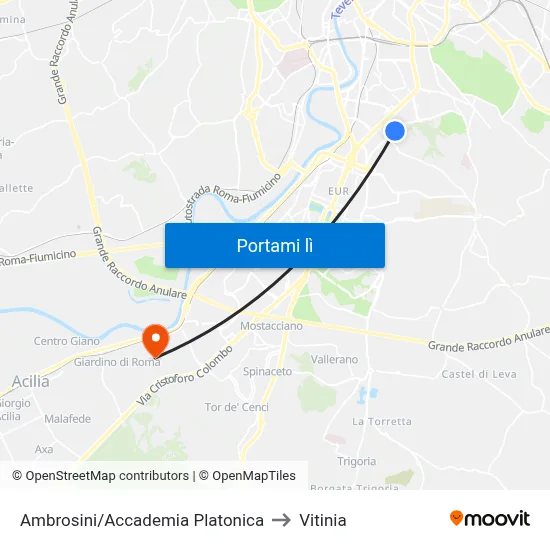 Ambrosini/Accademia Platonica to Vitinia map