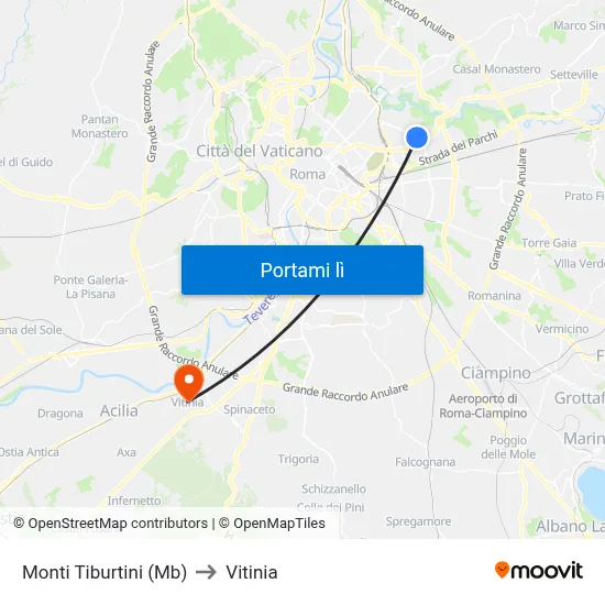 Monti Tiburtini (Mb) to Vitinia map