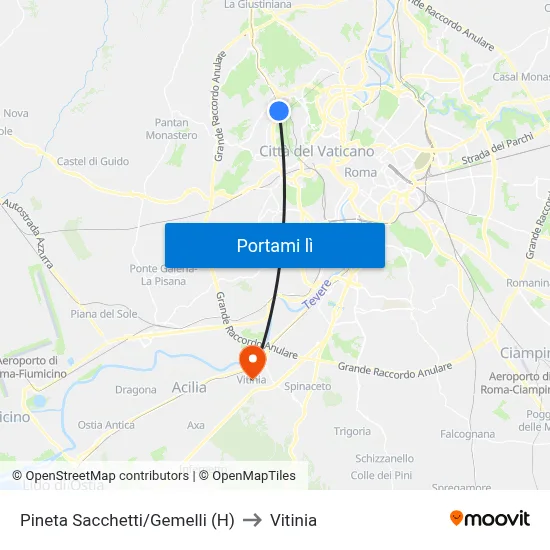 Pineta Sacchetti/Gemelli (H) to Vitinia map