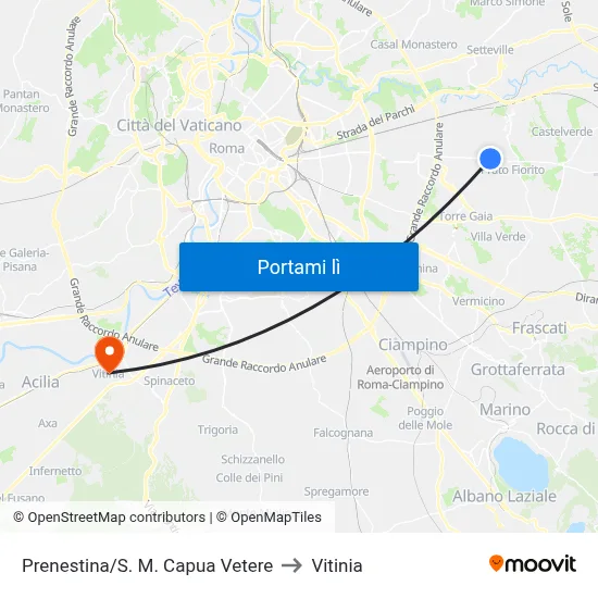 Prenestina/S. M. Capua Vetere to Vitinia map