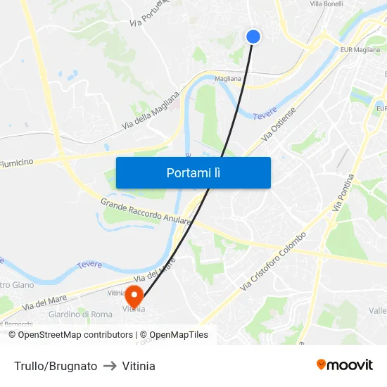 Trullo/Brugnato to Vitinia map