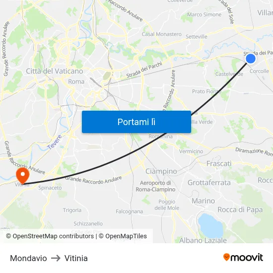Mondavio to Vitinia map