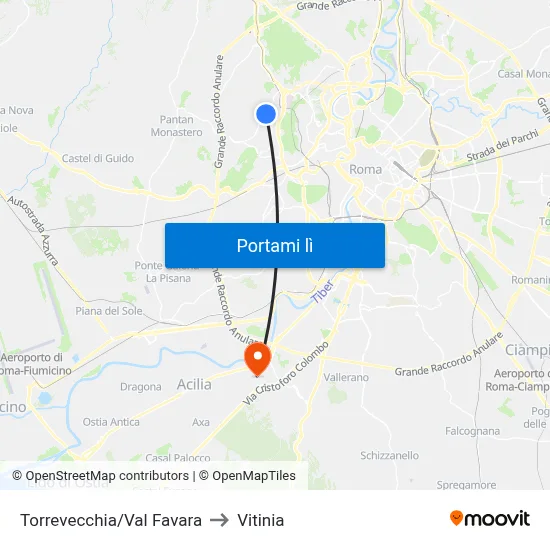 Torrevecchia/Val Favara to Vitinia map
