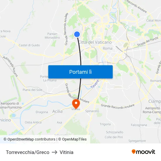 Torrevecchia/Greco to Vitinia map
