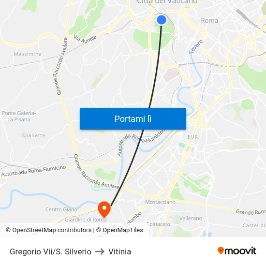 Gregorio Vii/S. Silverio to Vitinia map