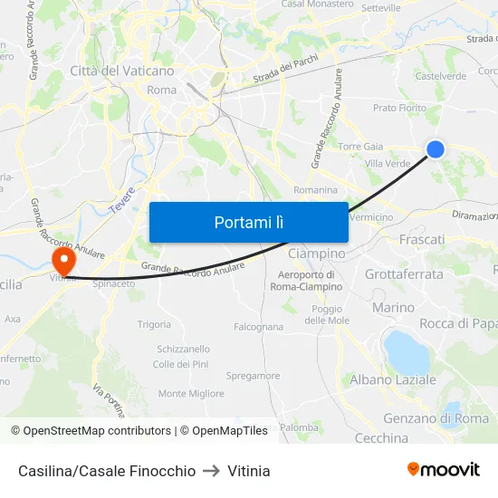 Casilina/Casale Finocchio to Vitinia map