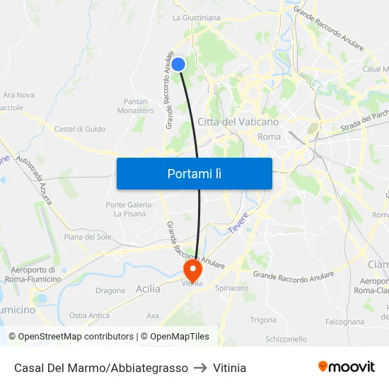 Casal Del Marmo/Abbiategrasso to Vitinia map