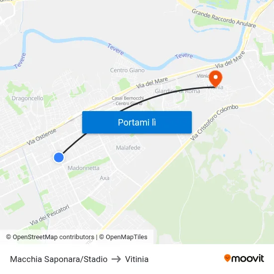Macchia Saponara/Stadio to Vitinia map