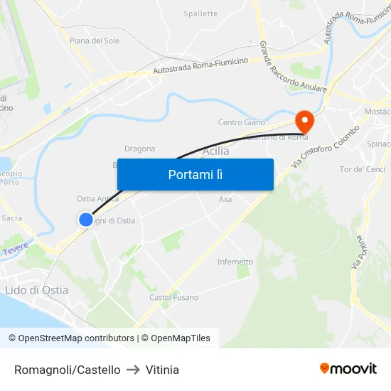 Romagnoli/Castello to Vitinia map