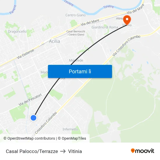 Casal Palocco/Terrazze to Vitinia map