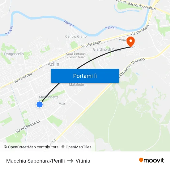 Macchia Saponara/Perilli to Vitinia map