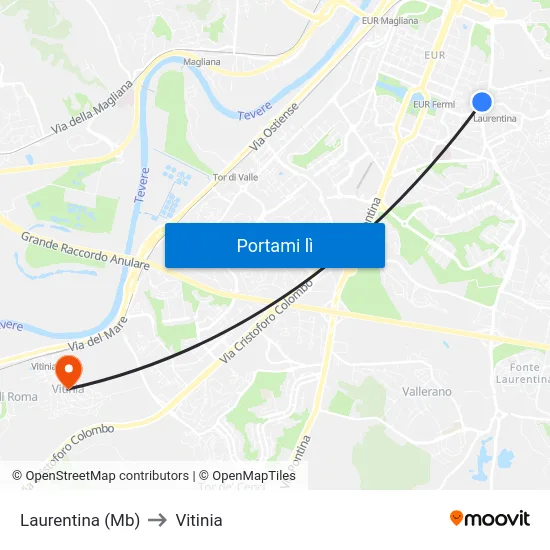 Laurentina (Mb) to Vitinia map