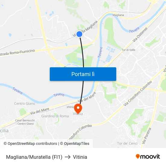 Magliana/Muratella (Fl1) to Vitinia map