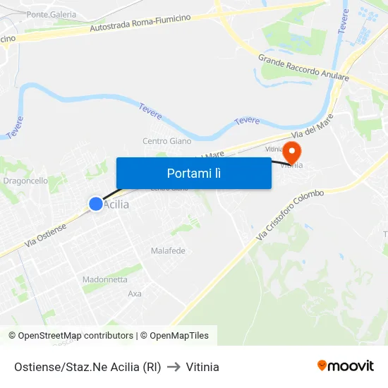Ostiense/Staz.Ne Acilia (Rl) to Vitinia map