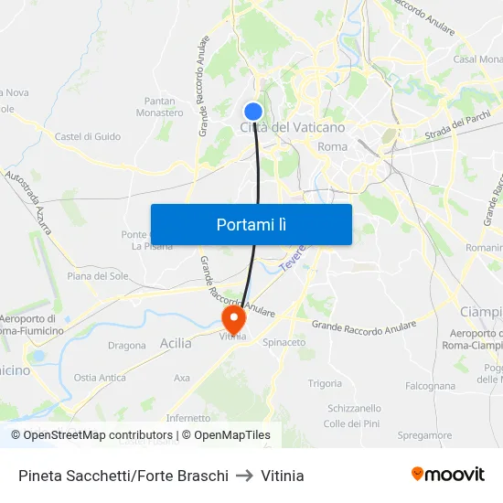 Pineta Sacchetti/Forte Braschi to Vitinia map