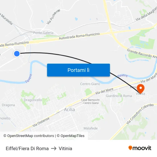 Eiffel/Fiera Di Roma to Vitinia map