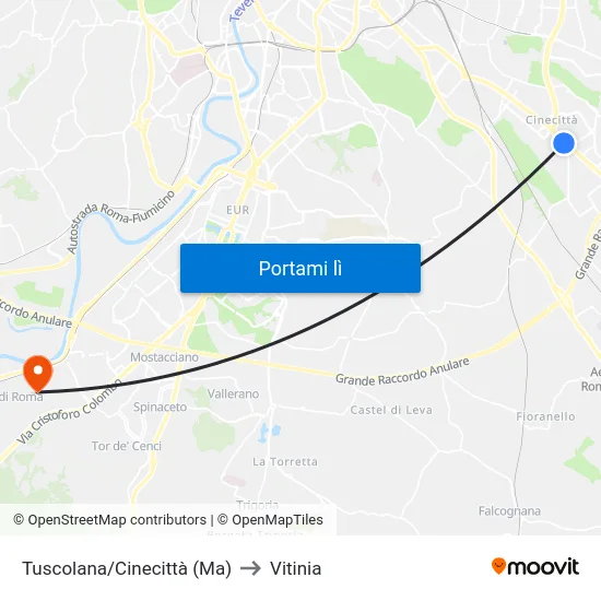 Tuscolana/Cinecittà (Ma) to Vitinia map
