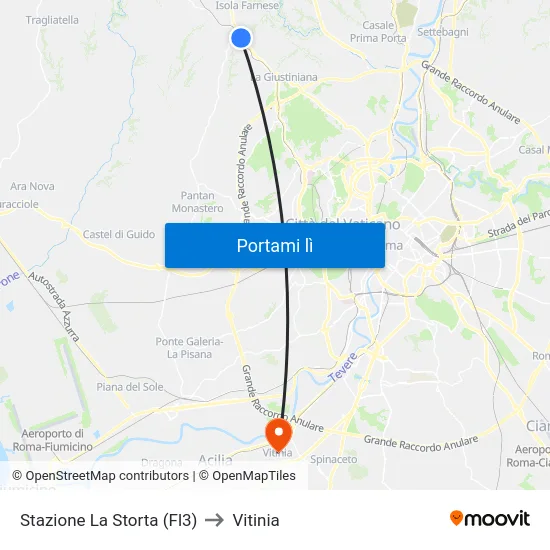 Stazione La Storta (Fl3) to Vitinia map