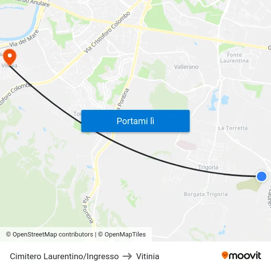 Cimitero Laurentino/Ingresso to Vitinia map