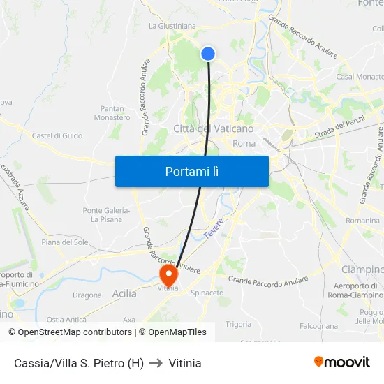 Cassia/Villa S. Pietro (H) to Vitinia map