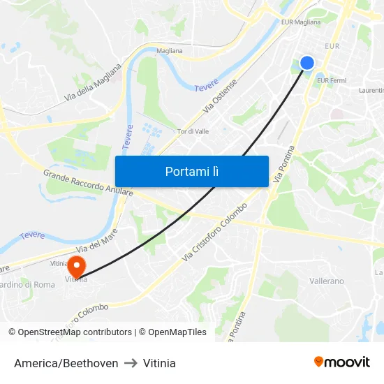 America/Beethoven to Vitinia map